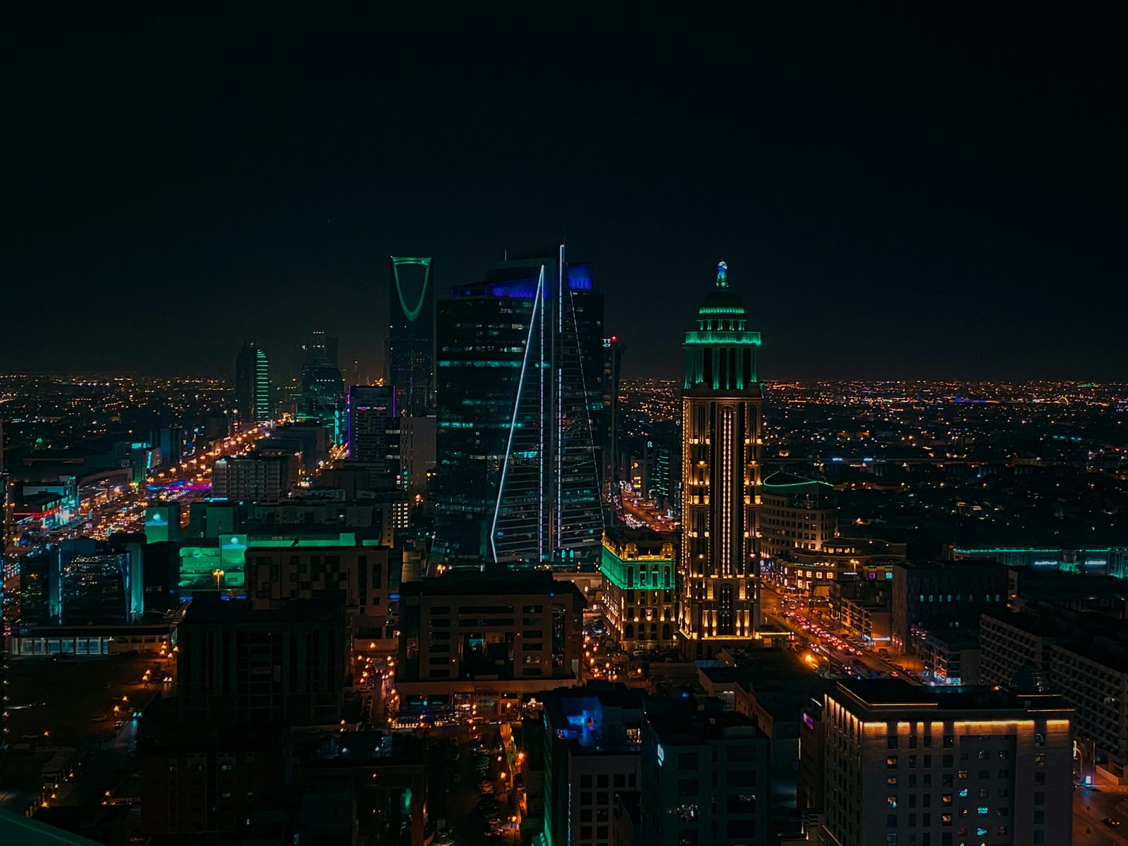 Riyadh skyline at night, Saudi Arabia